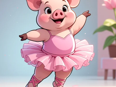 Adorable Baby Pig Dancing Ballet in Pink Tutu