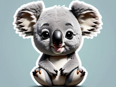 Adorable Cartoon Koala with Big Eyes