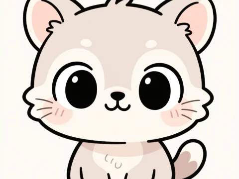 Adorable Chibi Animal Character with Big Eyes