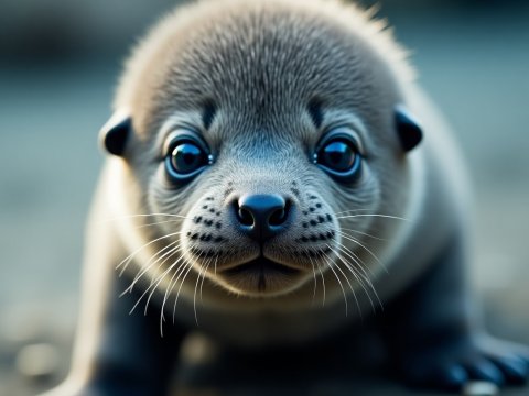 Adorable Close-Up of a Baby Seal Pup