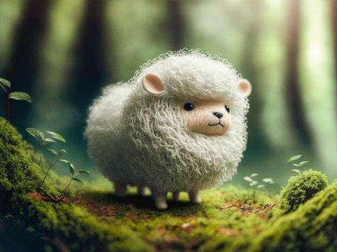Adorable Fantasy Sheep in Enchanted Forest