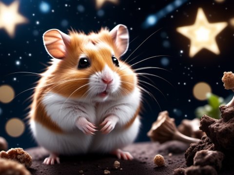 Adorable Hamster Under Starry Night Sky