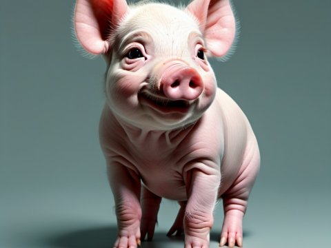 Adorable Smiling Baby Piglet Close-Up