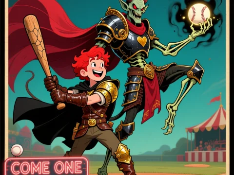 Adventurer vs Demon in a Fantasy Baseball Showdown