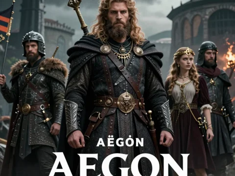 Aegon and His Loyal Guards in Medieval Fantasy Setting