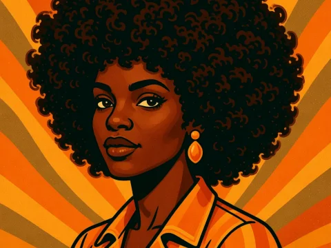 Afro Queen in Vibrant Retro Style