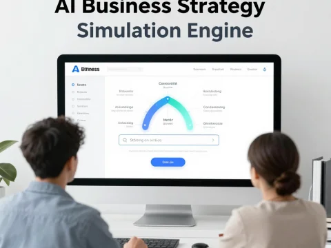 AI Business Strategy Simulation Engine on Desktop Screen