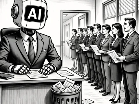 AI Robot Interviewing Job Candidates in Office