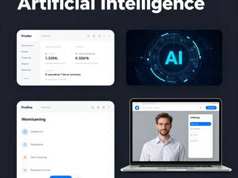 AI Software Interface and Dashboard Promo Visual