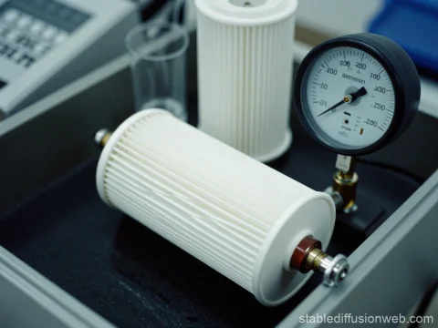 Air Filter Testing Setup with Pressure Gauge