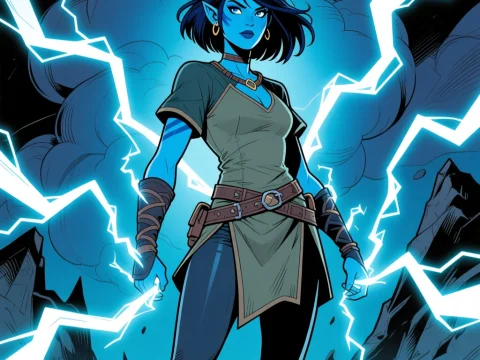 Air Genasi Storm Sorceress Summoning Lightning