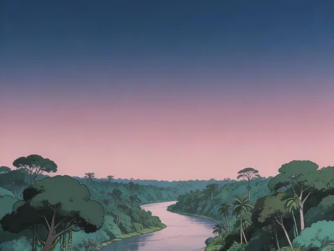 Amazon Rainforest River at Twilight