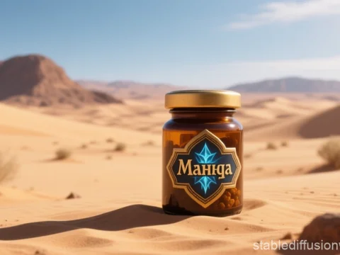 Amber Jar of Mana in Desert Landscape