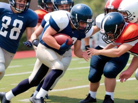 American Football Players in Action on Field