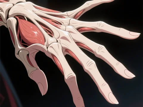 Anatomical Illustration of Hand Muscles and Bones