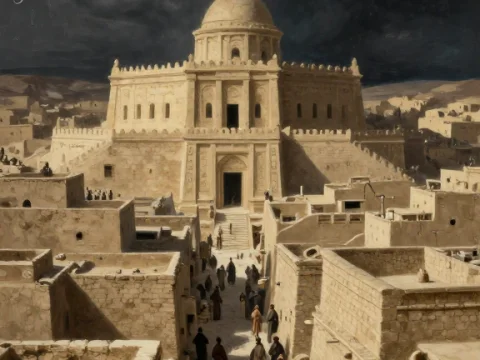 Ancient City Under a Stormy Sky