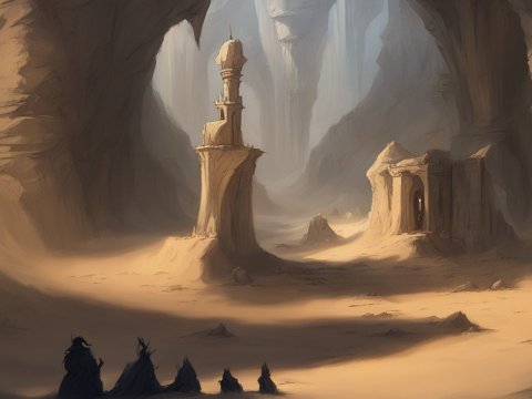 Ancient Desert Ruins in a Vast Canyon