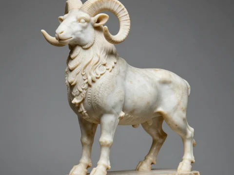 Ancient Greek Marble Ram Statue
