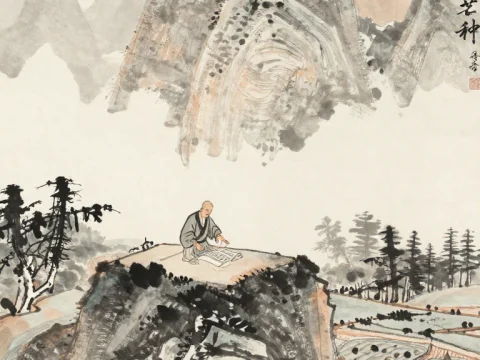 Ancient Ink Painting of Mangzhong Festival Scene