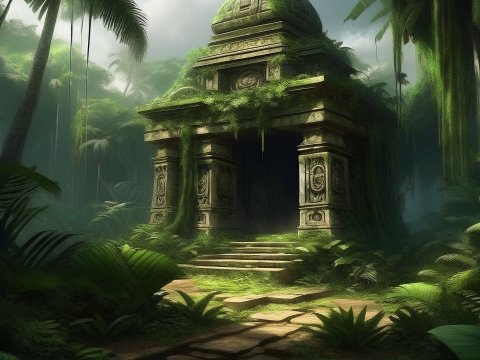 Ancient Lost Temple in Dense Jungle