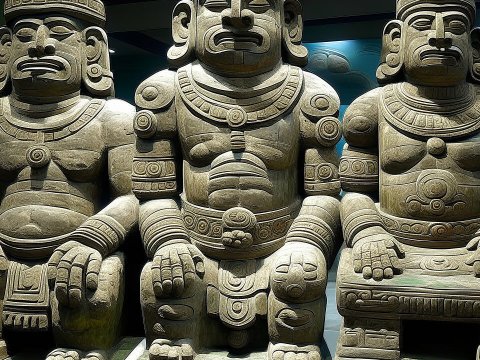 Ancient Olmec Stone Statues of Deities