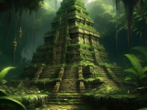 Ancient Overgrown Temple in Dense Jungle