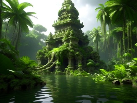 Ancient Overgrown Temple in Lush Jungle