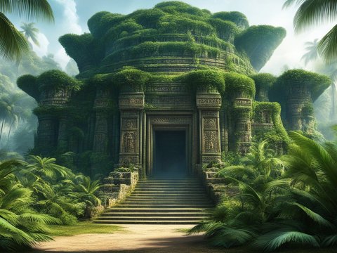 Ancient Overgrown Temple in Lush Jungle