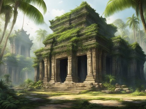 Ancient Overgrown Temple in Lush Jungle
