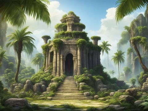 Ancient Overgrown Temple in Lush Jungle