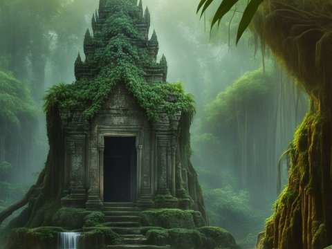 Ancient Overgrown Temple in Mystical Jungle