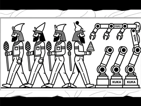 Ancient Ritual Meets Modern Robotics in Black and White