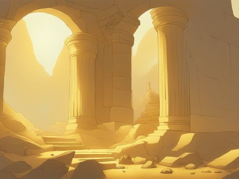 Ancient Ruins Bathed in Warm Light