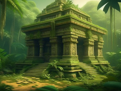 Ancient Tiki Temple in Lush Jungle