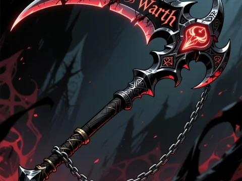 Ancient Wraith Scythe with Glowing Red Runes