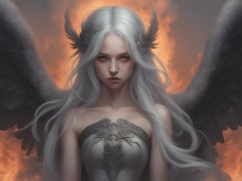 Angel of Destruction with Fiery Wings