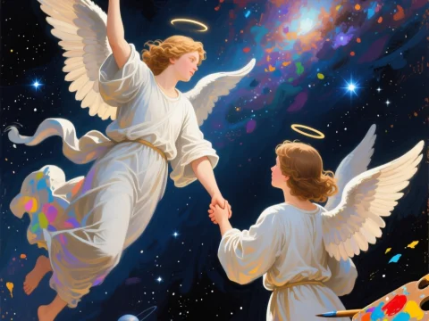Angels Ascending Through a Cosmic Universe