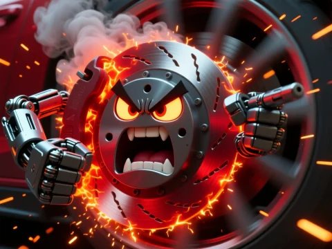 Angry Animated Brake Disc with Robotic Arms