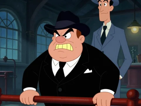 Angry Fat Mafia Boss in Classic Cartoon Style