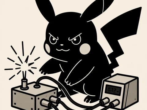Angry Pikachu Controlling Electric Circuit