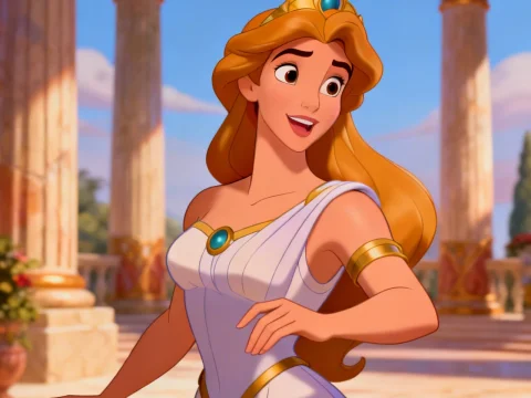 Animated Goddess in Classical Greek Setting