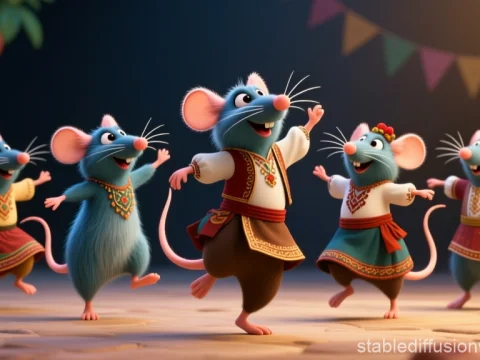 Animated Mice Dancing Traditional Sirtaki