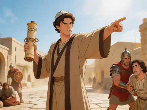 Animated Scene of a Jewish Man in Ancient Jerusalem