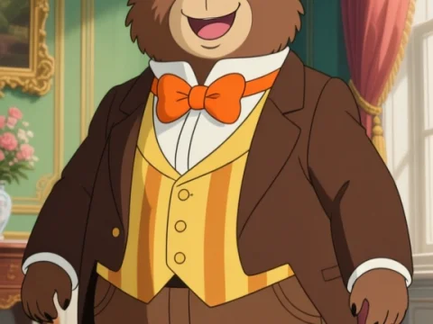 Anime Bear in Aristocratic Attire