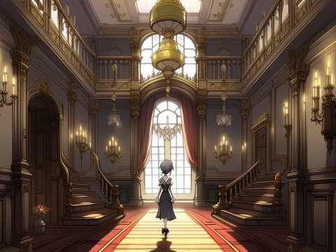 Anime Character in Grand Mansion Hall