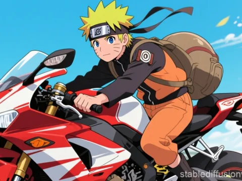 Anime Character Riding a Sport Motorcycle
