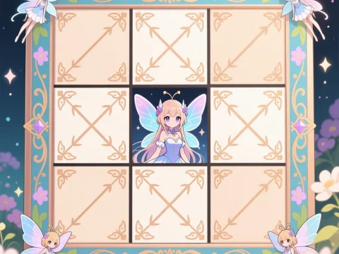 Anime Fairy Tic-Tac-Toe Game Board