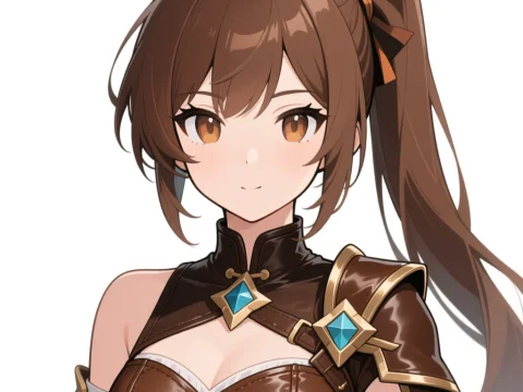 Anime Female Ranger Character with Brown Hair and Armor
