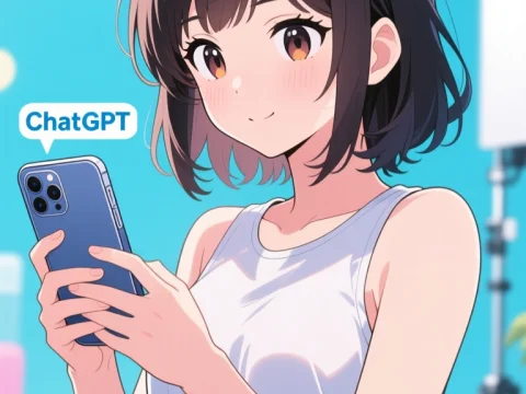 Anime Girl Using ChatGPT on Smartphone
