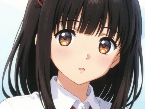 Anime Girl with Dark Hair and School Uniform